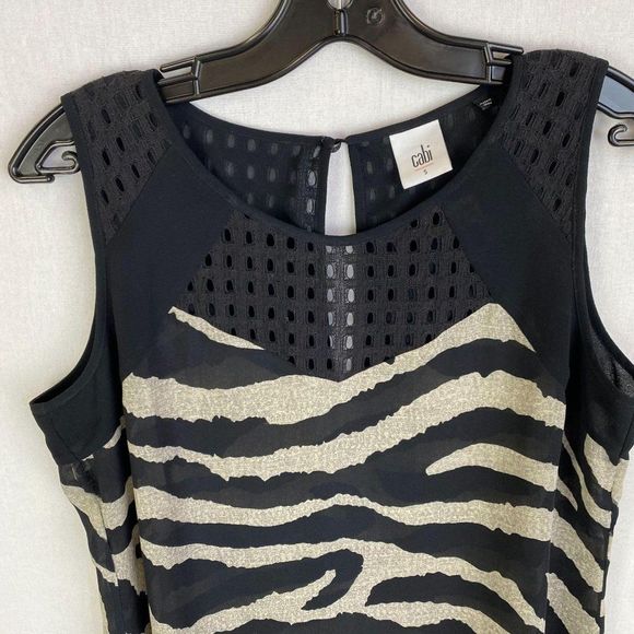 CABI Zebra Print Sheer with Mesh Detail Blouse - Picture 4 of 8